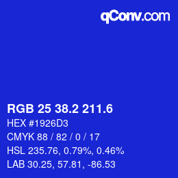 カラーコード: RGB 25 38.2 211.6 | qconv.com