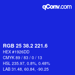 カラーコード: RGB 25 38.2 221.6 | qconv.com