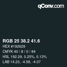 カラーコード: RGB 25 38.2 41.6 | qconv.com