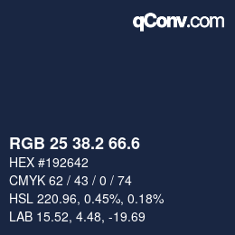 カラーコード: RGB 25 38.2 66.6 | qconv.com