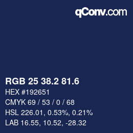 カラーコード: RGB 25 38.2 81.6 | qconv.com