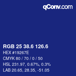 カラーコード: RGB 25 38.6 126.6 | qconv.com