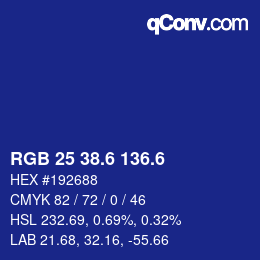 カラーコード: RGB 25 38.6 136.6 | qconv.com