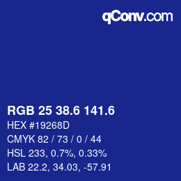 カラーコード: RGB 25 38.6 141.6 | qconv.com