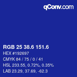 カラーコード: RGB 25 38.6 151.6 | qconv.com