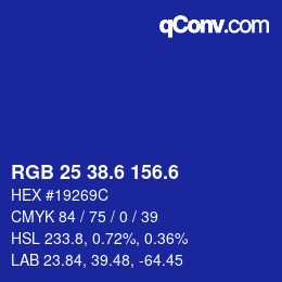 カラーコード: RGB 25 38.6 156.6 | qconv.com