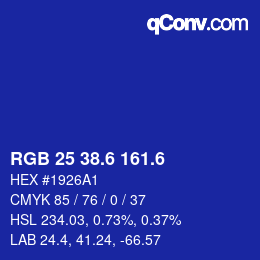 カラーコード: RGB 25 38.6 161.6 | qconv.com