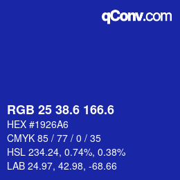 カラーコード: RGB 25 38.6 166.6 | qconv.com