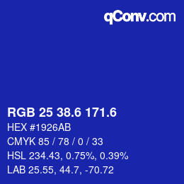 カラーコード: RGB 25 38.6 171.6 | qconv.com