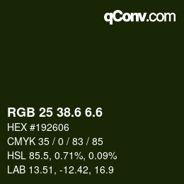 カラーコード: RGB 25 38.6 6.6 | qconv.com