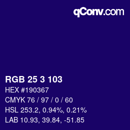 カラーコード: RGB 25 3 103 | qconv.com
