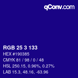 Color code: RGB 25 3 133 | qconv.com