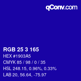 Color code: RGB 25 3 165 | qconv.com