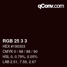 カラーコード: RGB 25 3 3 | qconv.com