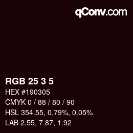 カラーコード: RGB 25 3 5 | qconv.com