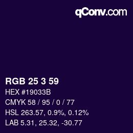 カラーコード: RGB 25 3 59 | qconv.com