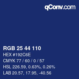 カラーコード: RGB 25 44 110 | qconv.com