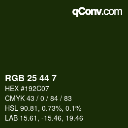 Color code: RGB 25 44 7 | qconv.com