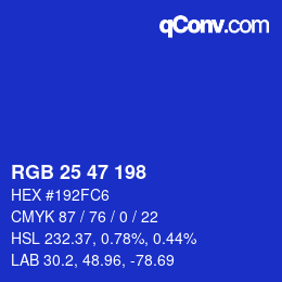Color code: RGB 25 47 198 | qconv.com