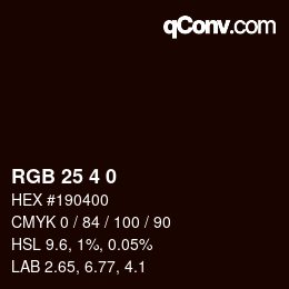 カラーコード: RGB 25 4 0 | qconv.com