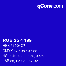 カラーコード: RGB 25 4 199 | qconv.com