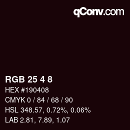 Código de color: RGB 25 4 8 | qconv.com