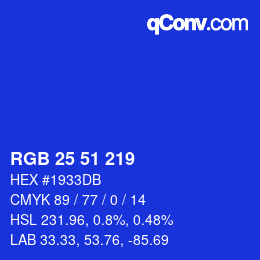 Color code: RGB 25 51 219 | qconv.com