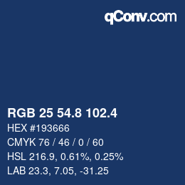 カラーコード: RGB 25 54.8 102.4 | qconv.com