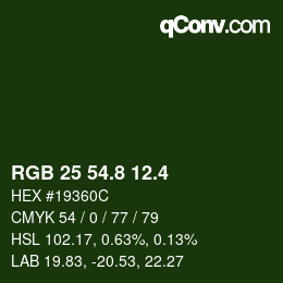 カラーコード: RGB 25 54.8 12.4 | qconv.com