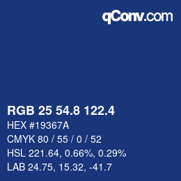 カラーコード: RGB 25 54.8 122.4 | qconv.com