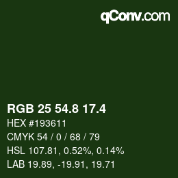 カラーコード: RGB 25 54.8 17.4 | qconv.com