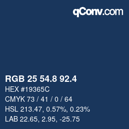 カラーコード: RGB 25 54.8 92.4 | qconv.com