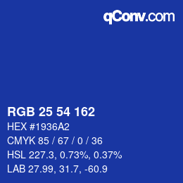 Color code: RGB 25 54 162 | qconv.com