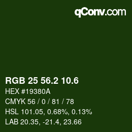 カラーコード: RGB 25 56.2 10.6 | qconv.com