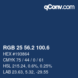 カラーコード: RGB 25 56.2 100.6 | qconv.com