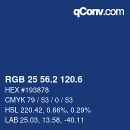 カラーコード: RGB 25 56.2 120.6 | qconv.com