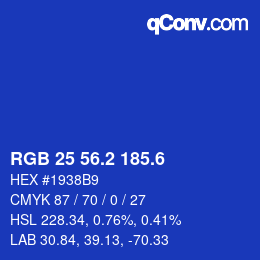 カラーコード: RGB 25 56.2 185.6 | qconv.com