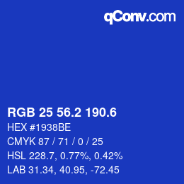 カラーコード: RGB 25 56.2 190.6 | qconv.com