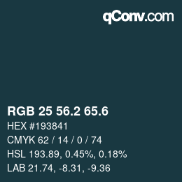 カラーコード: RGB 25 56.2 65.6 | qconv.com