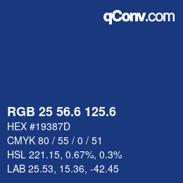 カラーコード: RGB 25 56.6 125.6 | qconv.com