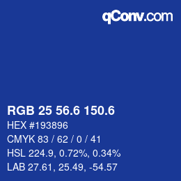 カラーコード: RGB 25 56.6 150.6 | qconv.com