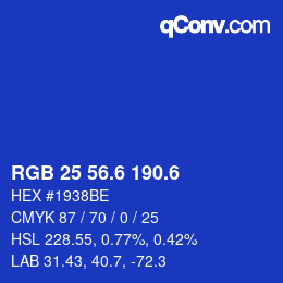 カラーコード: RGB 25 56.6 190.6 | qconv.com
