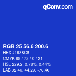 カラーコード: RGB 25 56.6 200.6 | qconv.com