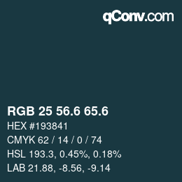 カラーコード: RGB 25 56.6 65.6 | qconv.com