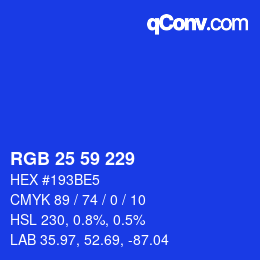 Color code: RGB 25 59 229 | qconv.com