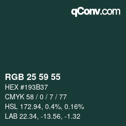 Code couleur: RGB 25 59 55 | qconv.com