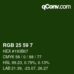 Color code: RGB 25 59 7 | qconv.com