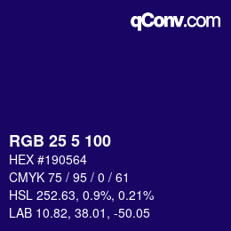 Color code: RGB 25 5 100 | qconv.com