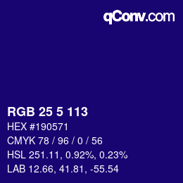 Color code: RGB 25 5 113 | qconv.com
