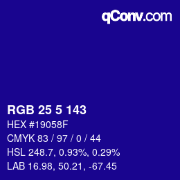 カラーコード: RGB 25 5 143 | qconv.com